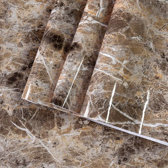 BAYYA Brown Marble Paper Granite Peel and Stick Kitchen Backsplash Wallpaper