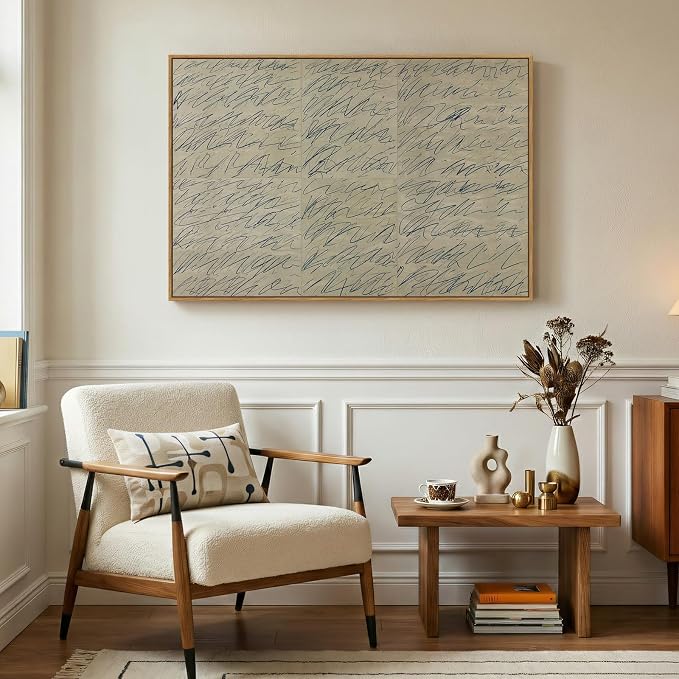 Framed Modern Neutral Beige Abstract Wall Art, Minimalist Canvas Prints