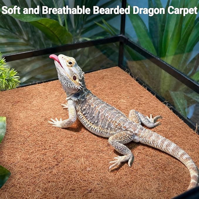 ZeeDix 10 Pcs Reptile Carpet, 14X14 inch Natural Coconut Fiber Liner Mat Flooring Accessories for Reptile Tank - Bearded Dragon Tortoise Lizard Turtle Snake Leopard Gecko Substrate Bedding
