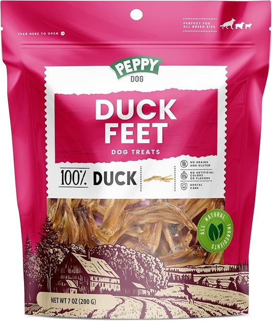 All Natural Duck Feet (7 oz, Approx. 10 pcs.) Dog Treats | Dehydrated for Freshness | Supports Joint Health with Glucosamine and Chondroitin | Promotes Dental Hygiene