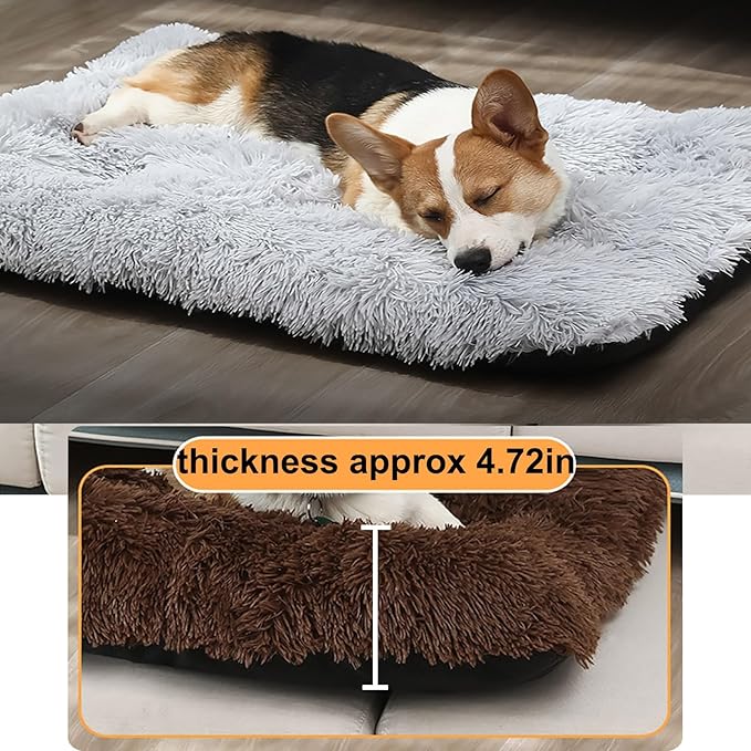 Dog Crate Mat, Dog Bed for Large Dogs, Comfy Fluffy Kennel Pad Anti-Slip for Dog beds & Furniture, Quilted Dog Bed for Pets for Medium/Small Dogs Cats (Color : Gray 2, Size : 48x33)