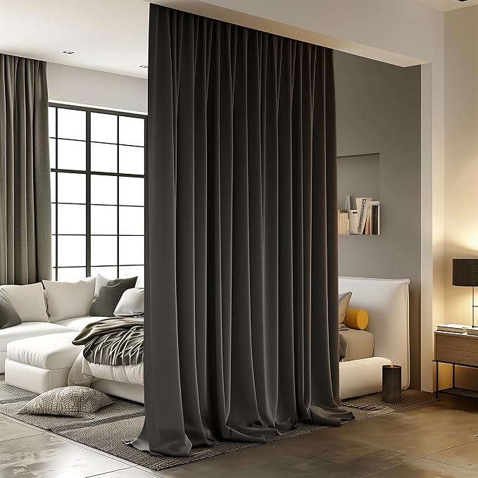 Room Divider Curtains for Ceiling Track Rod, 4.3 ft Wide x 9 ft Tall, 1 Panel