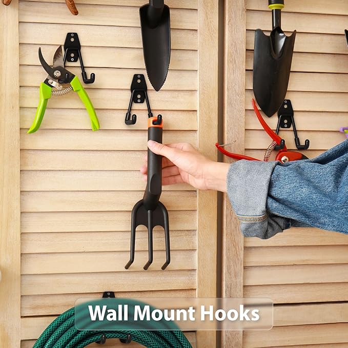 Garage Hooks with Anti-Slip Coating,Heavy Duty Wall Mount Storage Hooks for Hanging Bike,Hose,Ladder,Yard,Garden Tools (8 Pack Black 4.5x2.75 inch)