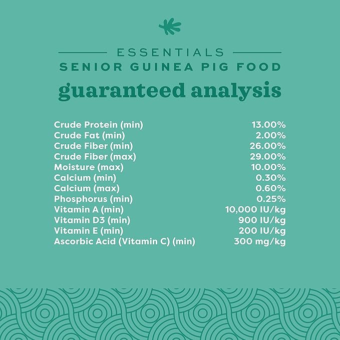 Oxbow Essentials Senior Guinea Pig Food, Made Alfalfa for Guinea Pig, Pet Food Pellets with Vitamin C, Small Animal Pet Products, Made in USA, High Fiber, 4 lb. Bag