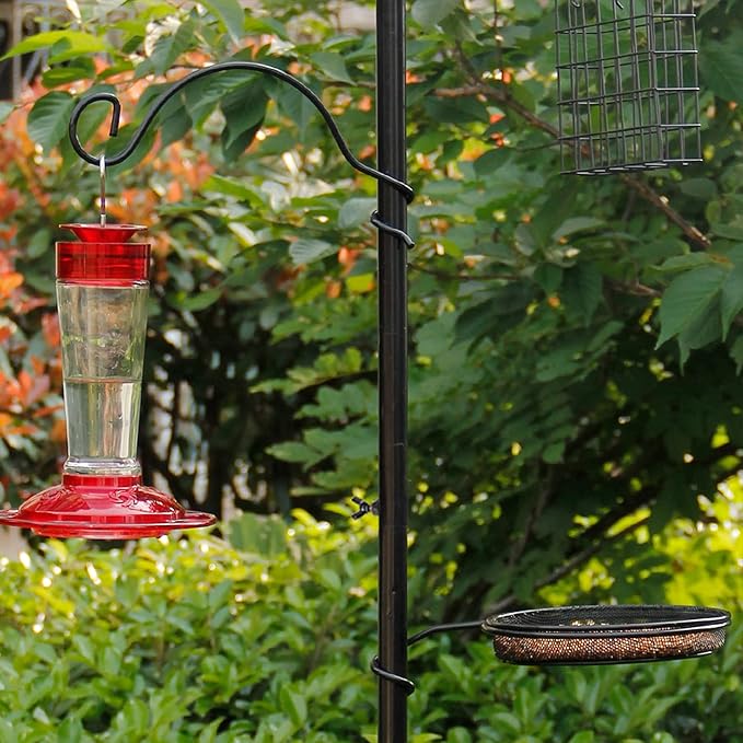 yosager Premium Bird Feeding Station Kit, 77" x 19" Birds Feeder Pole, Deluxe Multi Feeder Hanging Kit with Metal Suet and Bird Bath for Wild Birds Watching, Birdfeeder and Planter Hanger