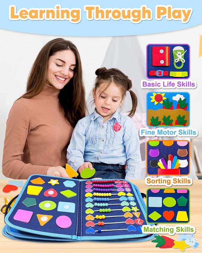 Busy Board Montessori Toys for Toddler Boy Birthday Gift Busy Book | Airplane Car Travel Toy, Learning Educational Toys, Activity Book, Toddler Activities, Sensory Toys, Fine Motor Skills