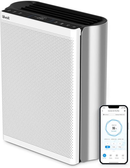 LEVOIT Air Purifiers for Home Large Room with Washable Filter, 3-Channel Air Quality Monitor, Smart WiFi and HEPA Sleep Mode for Pet, Allergy, Smoke, Dust, Alexa Control, 2657 Ft², EverestAir-P