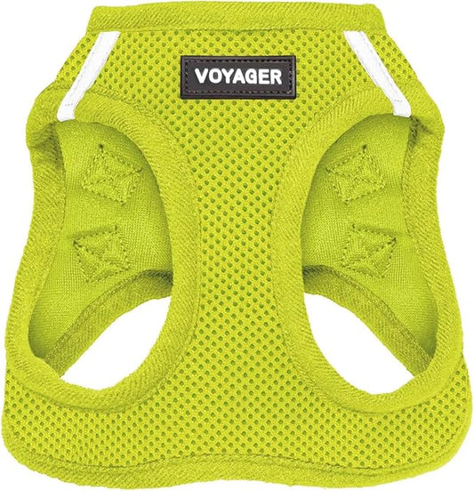 Best Pet Supplies Voyager Step-in Air Harness - All Weather Mesh, Reflective, No Pull Harness for Dogs, Cats - Secure with Hook & Loop Fastener, Buckle, Double D-Rings - Lime Green, XL