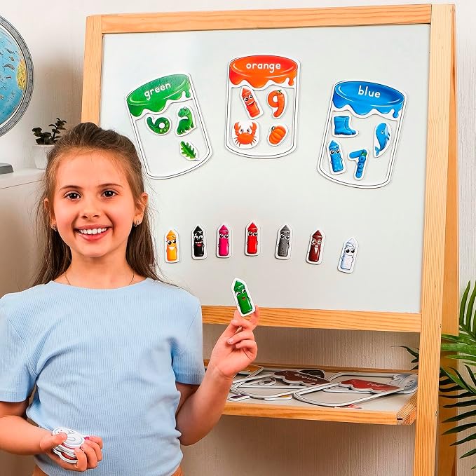 66 PCS Magnetic Color Sorting Set, Colors Sorting Toys - Simply Magic | Color Recognition for Toddlers 1-3, Numbers Color Sorting Magnets for Fridge, Magnetic Sorting Set for Whiteboard