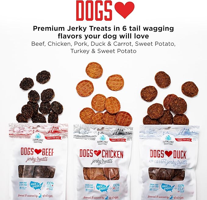 Farmland Traditions Filler Free Dogs Love Duck & Carrot Premium Jerky Treats. (13.5 oz)