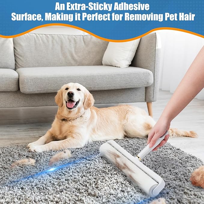 14.17" Lint Roller Refills, Extreme Sticky Large Surface Lint Roller for Cleaning Pet Hair, Wall, Dust, Carpets, Floor, Clothing, Car, 4 Rollers Total 360 Sheets
