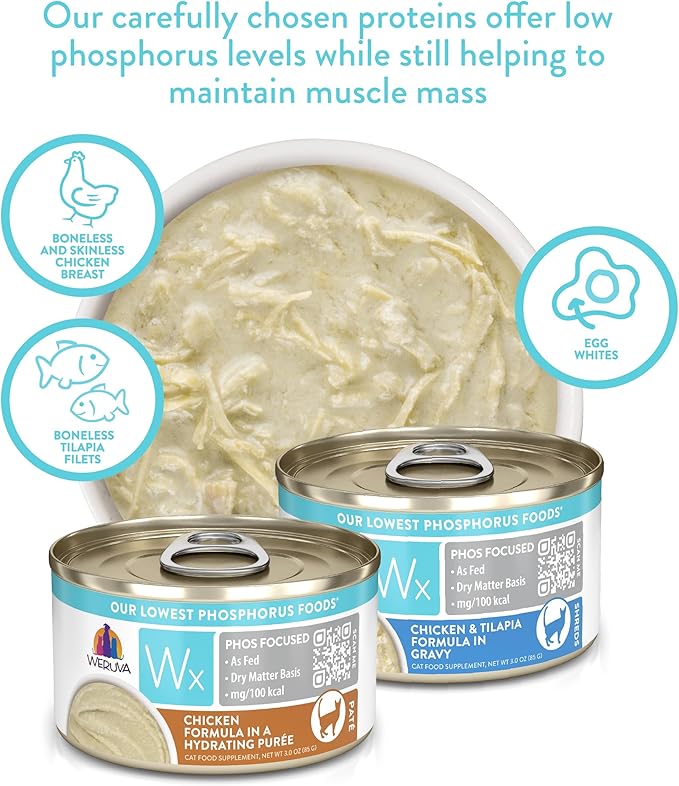 Weruva Wx Phos Focused, Chicken Formulas Variety Pack, 3oz Can (Pack of 12)
