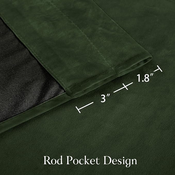 NICETOWN Olive Green Velvet Blackout Curtains 80 inch Long