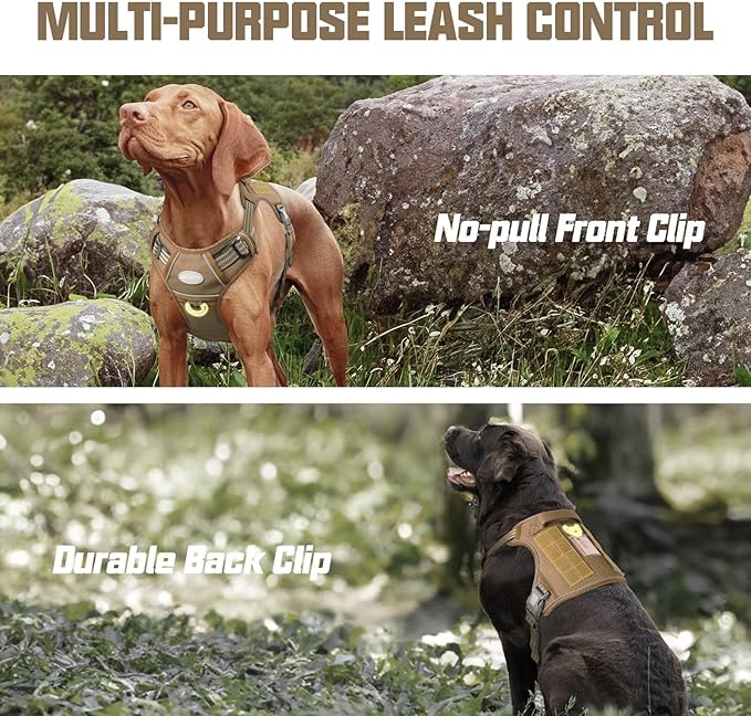 AUROTH Tactical Dog Harness for Small Medium Dogs No Pull Adjustable Pet Harness Reflective Working Training Easy Control Pet Vest Military Service Dog Harnesses Army Yellow S