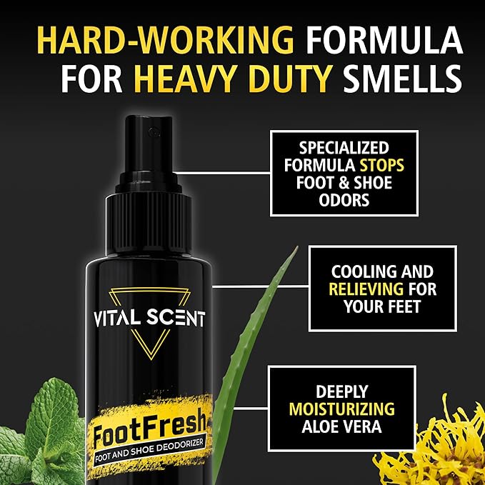 Industrial Heavy Duty Foot Odor Spray for Shoes and Feet - Extra Strength Shoe Deodorizer - Mint Foot Spray for Smelly Feet with Witch Hazel and Tea Tree Oil - Long Lasting Shoe Deodorizer