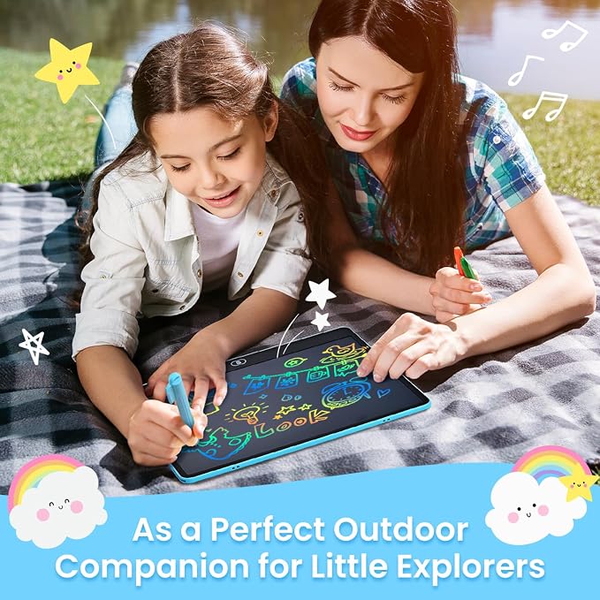 LCD Writing Tablet for Kids, 16 Inch Doodle Board Drawing Pad, Blue | Toddler Travel Essential, Road Trip Activities Outdoor Toys, Party Favor for Preschool Girls and Boys, Birthday Gifts Age 3-5