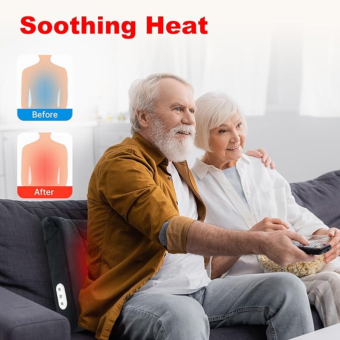 CILI Lumbar Support Pillow for Office Chair, Heated Back Support Pillow with Vibration, Back Massager for Chair, Back Rest Cushion Pillow for Desk Chair Sofa, Gifts for Mom Dad Women Men