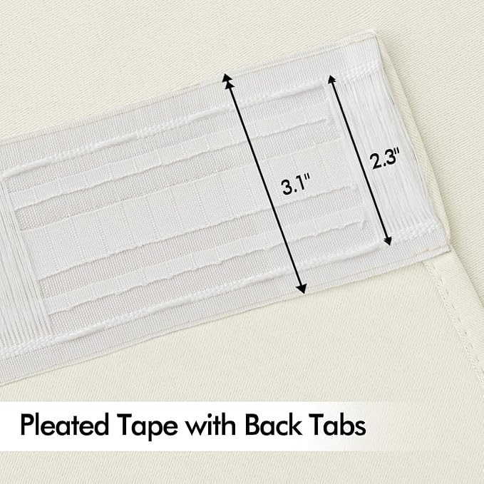 MIULEE Cream Back Tab Blackout Curtains 108 Inch Long 2 Panels Set