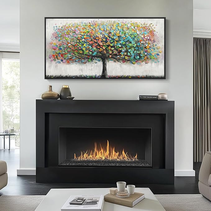 Large Framed Tree of Life Colorful Wall Art, Modern Canvas Prints Paintings