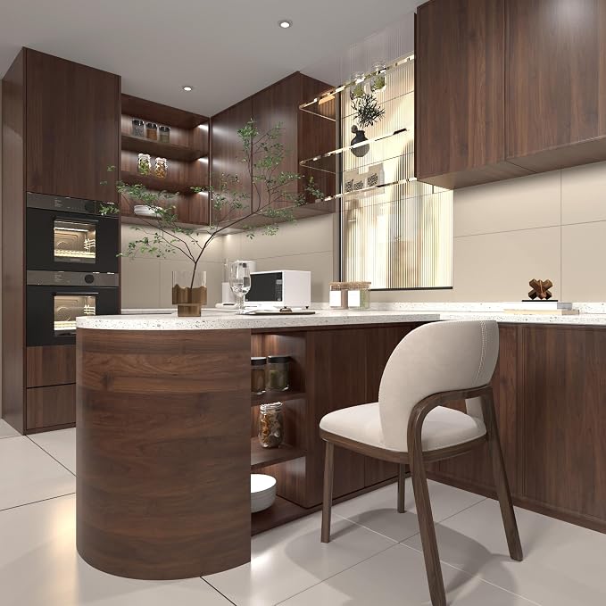 BOMENG Large Walnut Wood Contact Paper Matte 16"x591" Dark Brown Wood Wallpaper