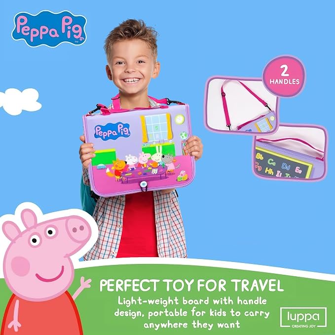 Peppa Pig Toddler Busy Board – Montessori toys for 1 2 3 4 Year Old, Educational Activity Sensory Board for Preschool Learning Fine Motor Skills, Gift Toys for Boys Girls, Airplane Car Travel Toy