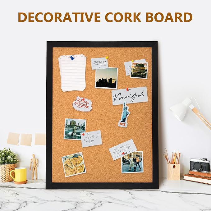 DOLLAR BOSS Cork Board for Wall 24" x 18" Bulletin Board for Wall