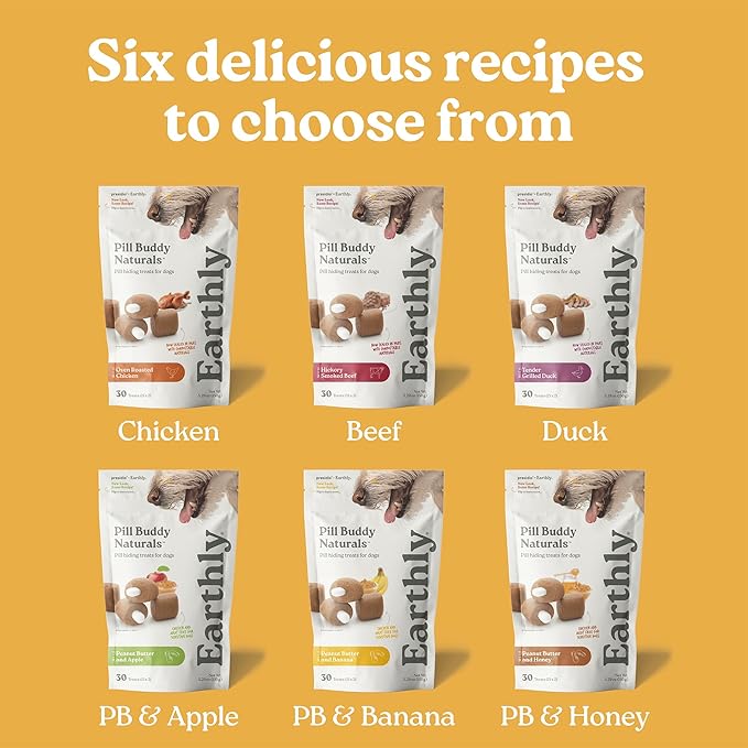 Earthly Pill Buddy Naturals - PB & Banana Recipe Pill Hiding Treats for Dogs - Make A Perfect Pill Concealing Pocket Or Pouch for Any Size Medication - 30 Servings