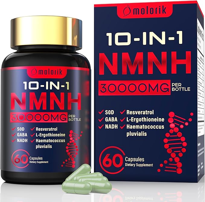 NMNH (Dihydronicotinamide Mononucleotide), 1000mg Per Serving NAD High Purity Supplement Alternative, Capsules Gluten Free, Non-GMO, for Anti-Aging, Energy, Focus - 062