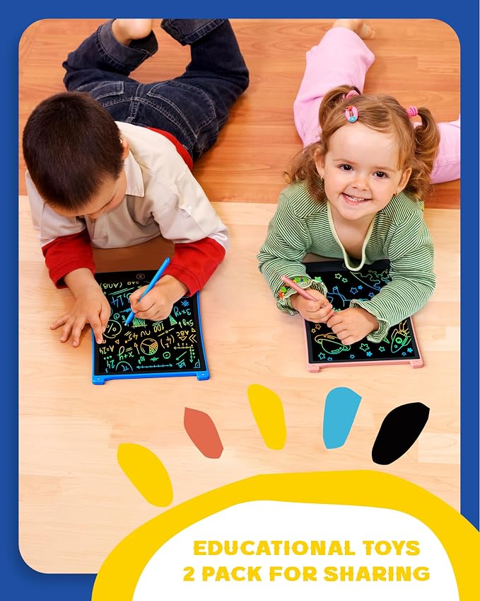 bravokids Toys Gifts for 3-6 Years Old Girls Boys, 3 Pack LCD Writing Tablet with 6 Stylus, 8.5 inch Colorful Doodle Board Drawing Pad for Age 3 4 5 6 7 8 Years Old Kids