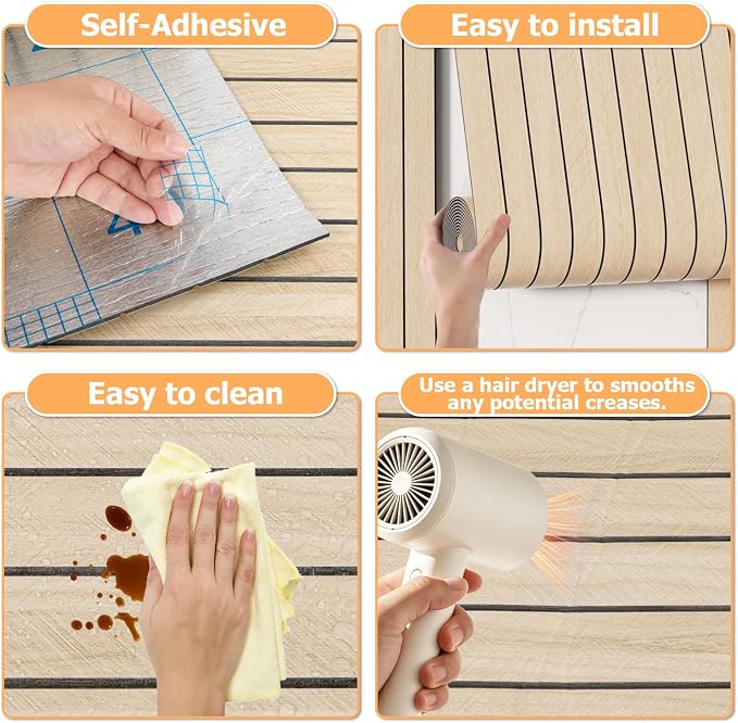 Arthome Peel and Stick Slat Wall Panels 15.7 "x120, Self-Adhesive PVC Wood