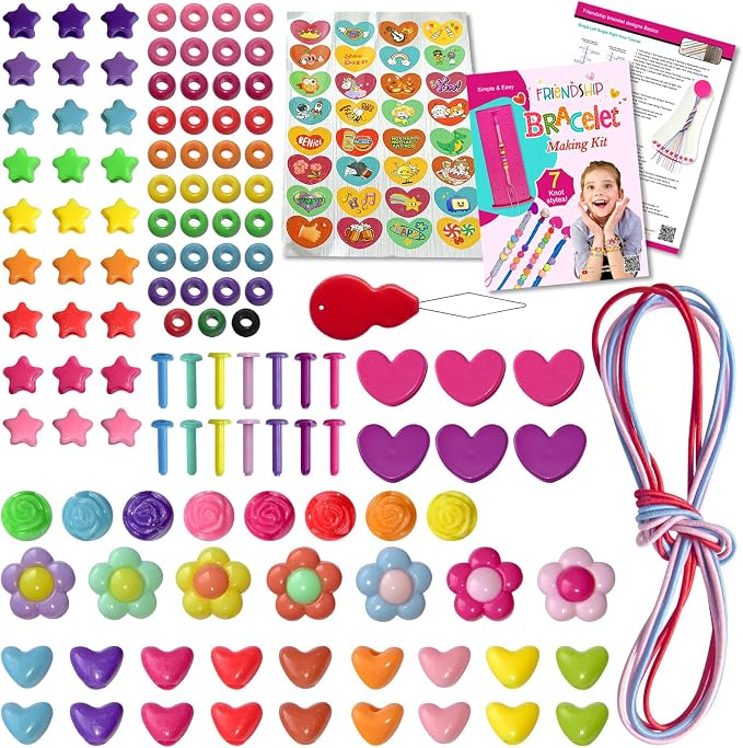 Friendship Bracelet Making Kit toys ,ages for 8 9 10 11 12 Year Old Girls, Kids Travel Activity Set,diy kit,Arts and Crafts Bracelets String Maker Kit ,Great Christmas Birthday Gifts (Purple-Pink)