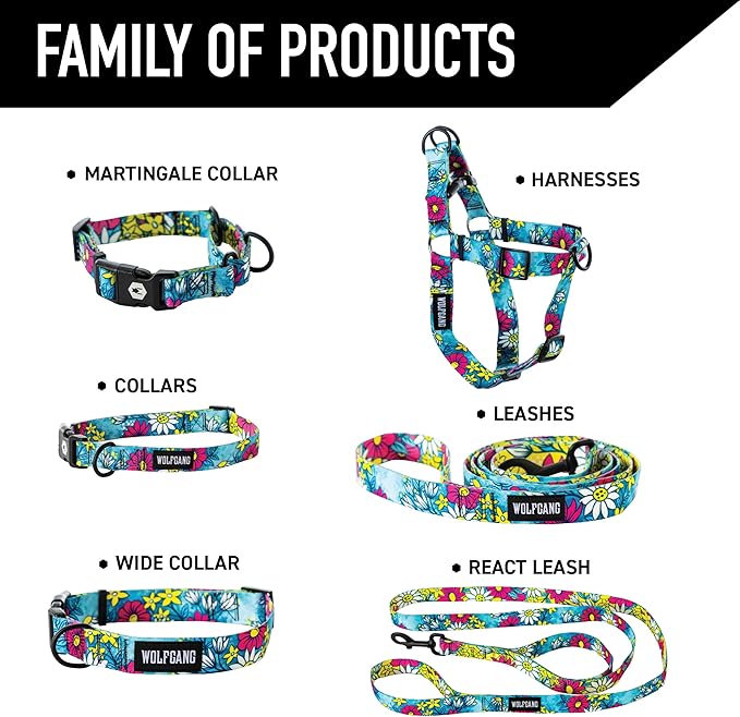 Wolfgang Heavy Duty Adjustable Dog Harness, Pull-Tested for Walking & Training, LazyDaisy Print, Large