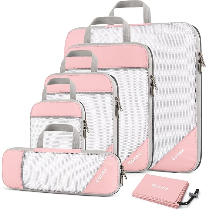 Compression Packing Cubes, Gonex Extensible Storage Mesh Bags Organizers