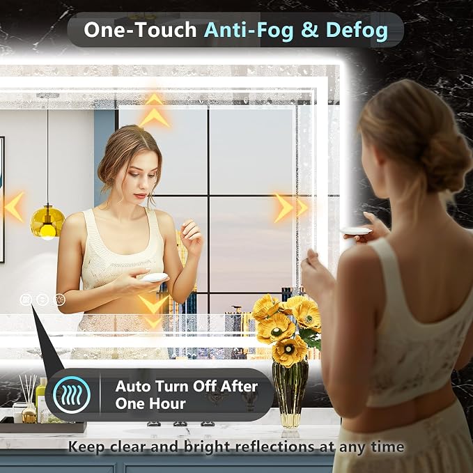 77x36 LED Bathroom Mirror with Lights, Backlit and Front Lit Anti-Fog Lighted