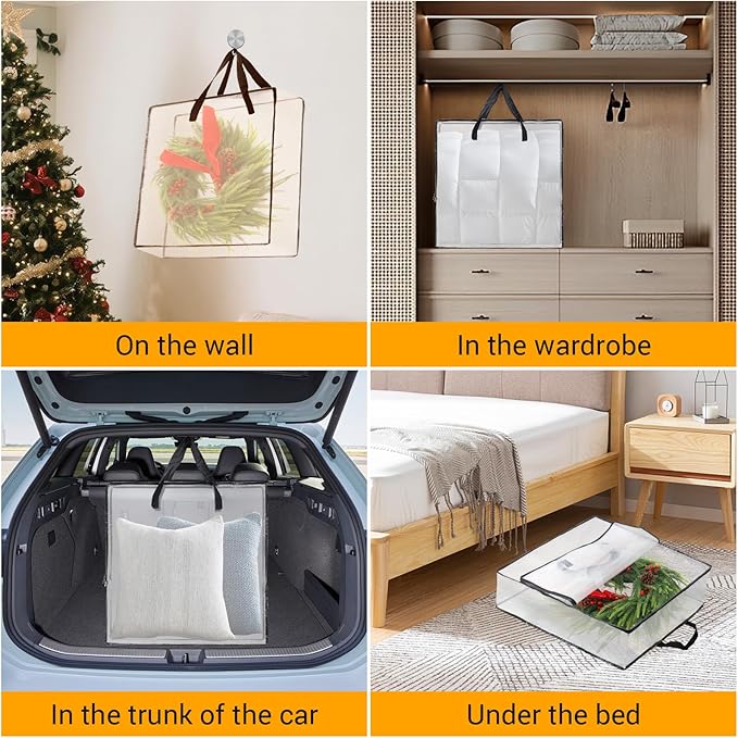 Wreath Storage Bag 5-Pack, 26 Inches 95 L Wreath Storage Container for Home Storage, Storage Bag for Spring Summer Christmas Wreath Decorations or Clothing Blanket Comforters Bed Sheets Pillows