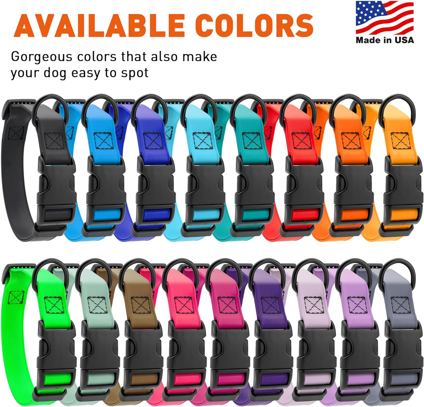 Dogline Biothane Waterproof Dog Collar with Quick Release Buckle Strong Coated Nylon Webbing with Odor- Proof for Easy Care Easy to Clean Fits Small Medium Large Dogs, Cyan Blue 5/8" W 9-14" L