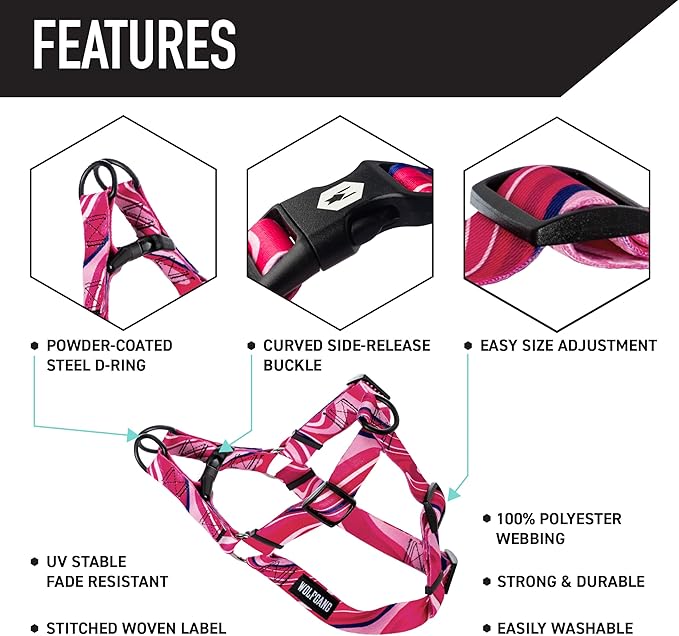 Wolfgang Heavy Duty Adjustable Dog Harness, Pull-Tested for Walking & Training, MarbleSwirl Print, Small