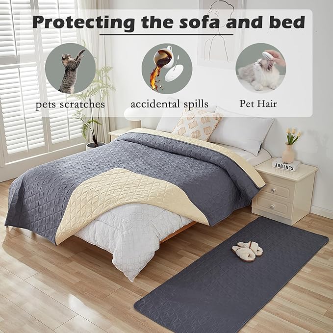 Waterproof Dog Bed Cover Pet Blanket, Soft Pet Couch Covers for Sofa Washable, Bed Couch Sofa Furniture Protector for Puppy Cat Kids (Grey,210 * 305 CM)