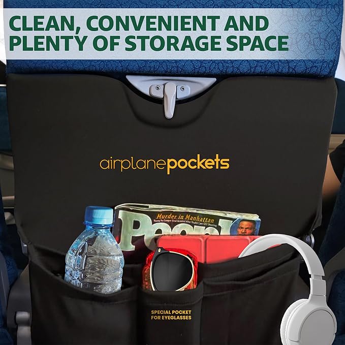 Airplane Pockets - Airplane Accessories - Plane Travel Essentials - Travel Organizer - Seat Storage Organizer - Air Travel Essentials - Seatback Organizer - International Travel Accessories Must-Haves