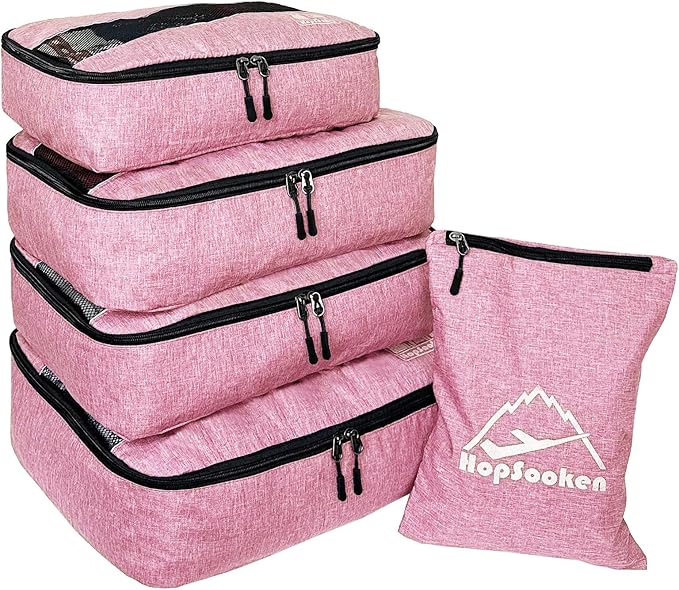 5 Set Packing Cubes for Travel Large Suitcase Luggage Organizer Bags Travel Accessories Vacation 4 Cubes 1 Laundry Pouch Bag