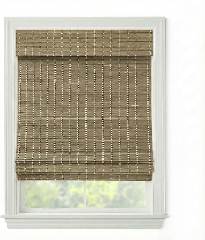 Cordless Woven Wood Roman Shades, 47W x 72H, Eastfield Ash, Sizes 20-72 Wide