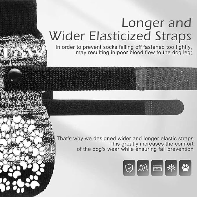 EXPAWLORER Anti Slip Dog Socks to Prevent Licking Paws, Dog Shoes for Hot Pavement, Dog Booties for Small Medium Large Senior Dogs, Traction Control Dog Boots & Paw Protectors for Hardwood Floors