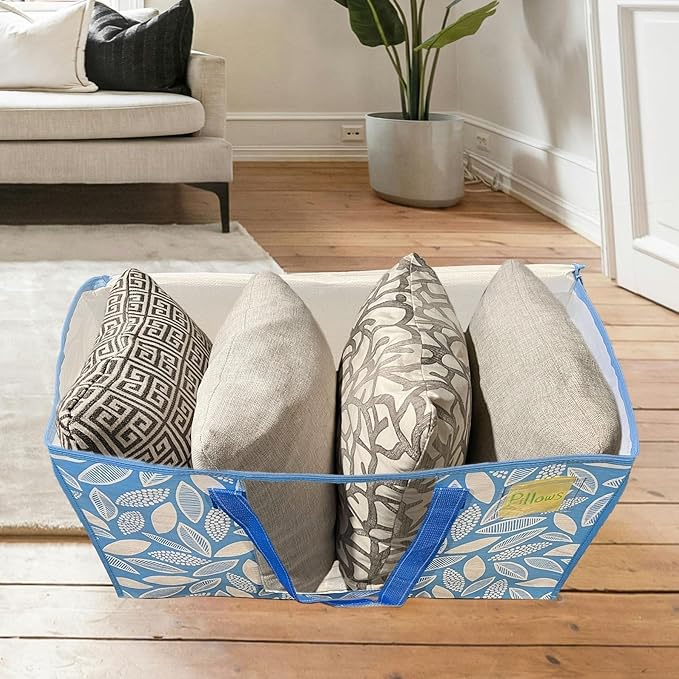 VENO 4 Pack Moving Bags, Storage Bins with lids, Packing Supplies for College, Alternative to Moving Boxes, Foldable, Heavy-Duty Tote (Spring Breeze, 4 Pack)