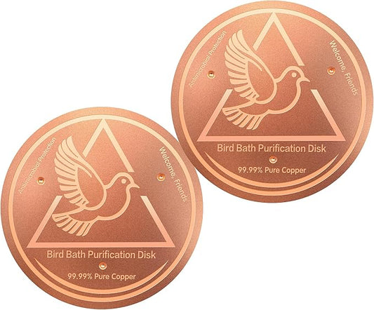 Bird Bath Purification Disk, 99.99% Copper Disc for Bird Bath Copper Disk Cleaner Safe for Outside Birds Fountain Disc Accessories, Fit for Outdoor Birdbath Bowl (2 pcs)