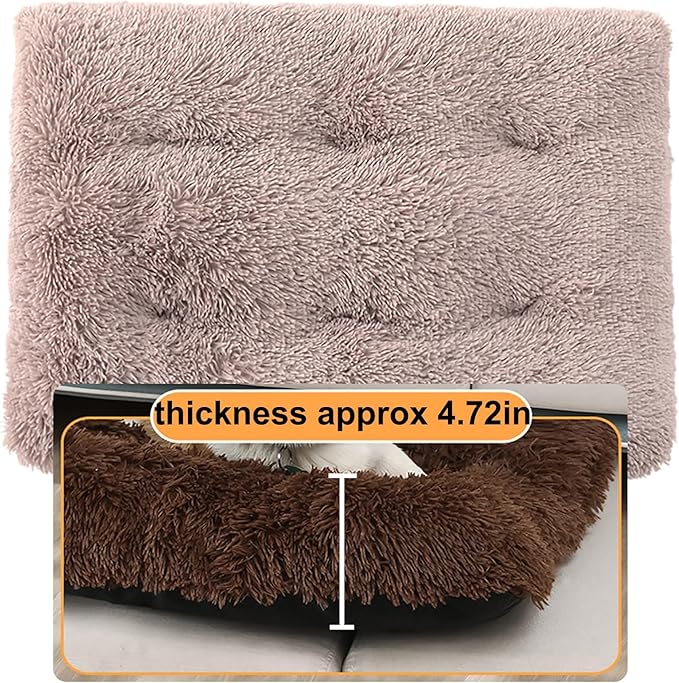 Dog Crate Mat, Dog Bed for Large Dogs, Comfy Fluffy Kennel Pad Anti-Slip for Dog beds & Furniture, Quilted Dog Bed for Pets for Medium/Small Dogs Cats (Color : Brown, Size : 16.9x11)