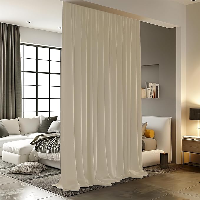 Room Divider Curtains for Ceiling Track Rod, Noise Reduction Privacy Curtain