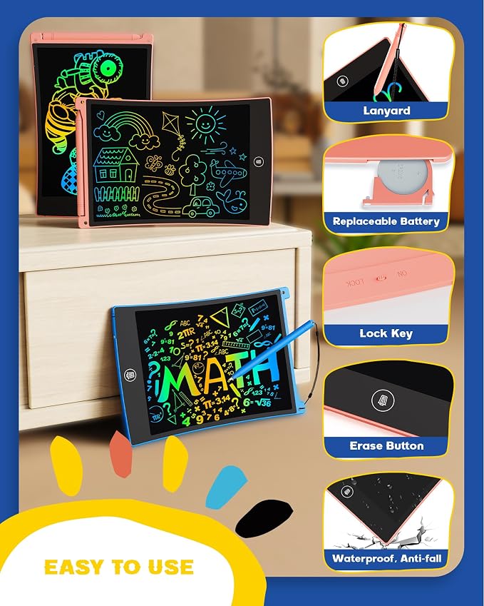 bravokids Toys Gifts for 3-6 Years Old Girls Boys, 3 Pack LCD Writing Tablet with 6 Stylus, 8.5 inch Colorful Doodle Board Drawing Pad for Age 3 4 5 6 7 8 Years Old Kids