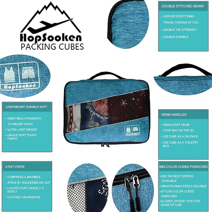 5 Set Packing Cubes for Travel Large Suitcase Luggage Organizer Bags Travel Accessories Vacation 4 Cubes 1 Laundry Pouch Bag