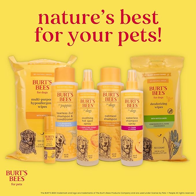 Burt’s Bees for Pets Oatmeal Dog Shampoo with Honey, Soothing Dog Shampoo for Itchy and Sensitive Skin, pH Balanced Formula that Gently Cleans and Moisturizes Dog Coats, 32 Fl Oz - 2 Pack
