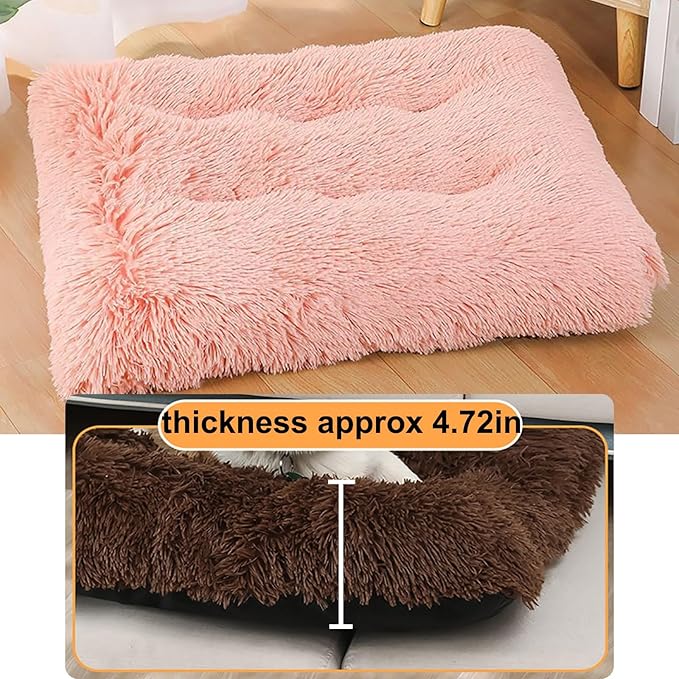 Dog Crate Mat, Dog Bed for Large Dogs, Comfy Fluffy Kennel Pad Anti-Slip for Dog beds & Furniture, Quilted Dog Bed for Pets for Medium/Small Dogs Cats (Color : Pink 2, Size : 43x29)